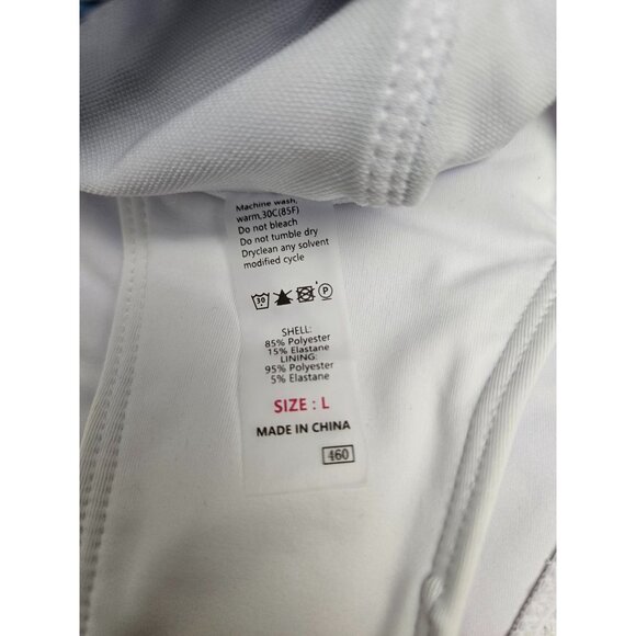 Floral Blue One-Shoulder Top & White Bikini bottom Set Size Large - Picture 3 of 4